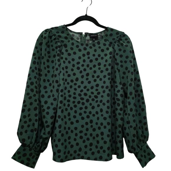 A New Day Green & Black Polka Dot Blouse – Size M, NWT - Picture 4 of 4